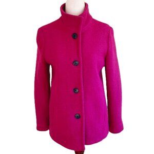 Lands End Boiled Wool Pea Coat Fuchsia Magenta 4P
